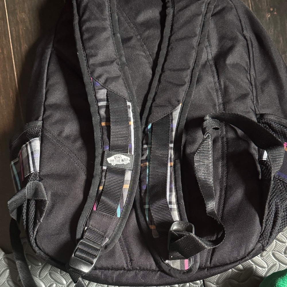 Vintage Vans Black and Multicolor Plaid Backpack - Picture 5 of 7